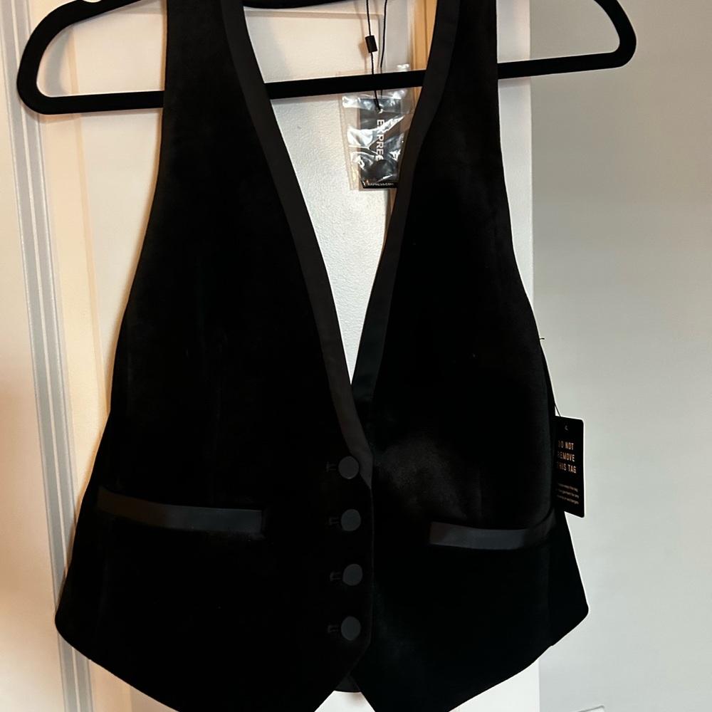 Express Black Sleeveless Velvet Vest Top